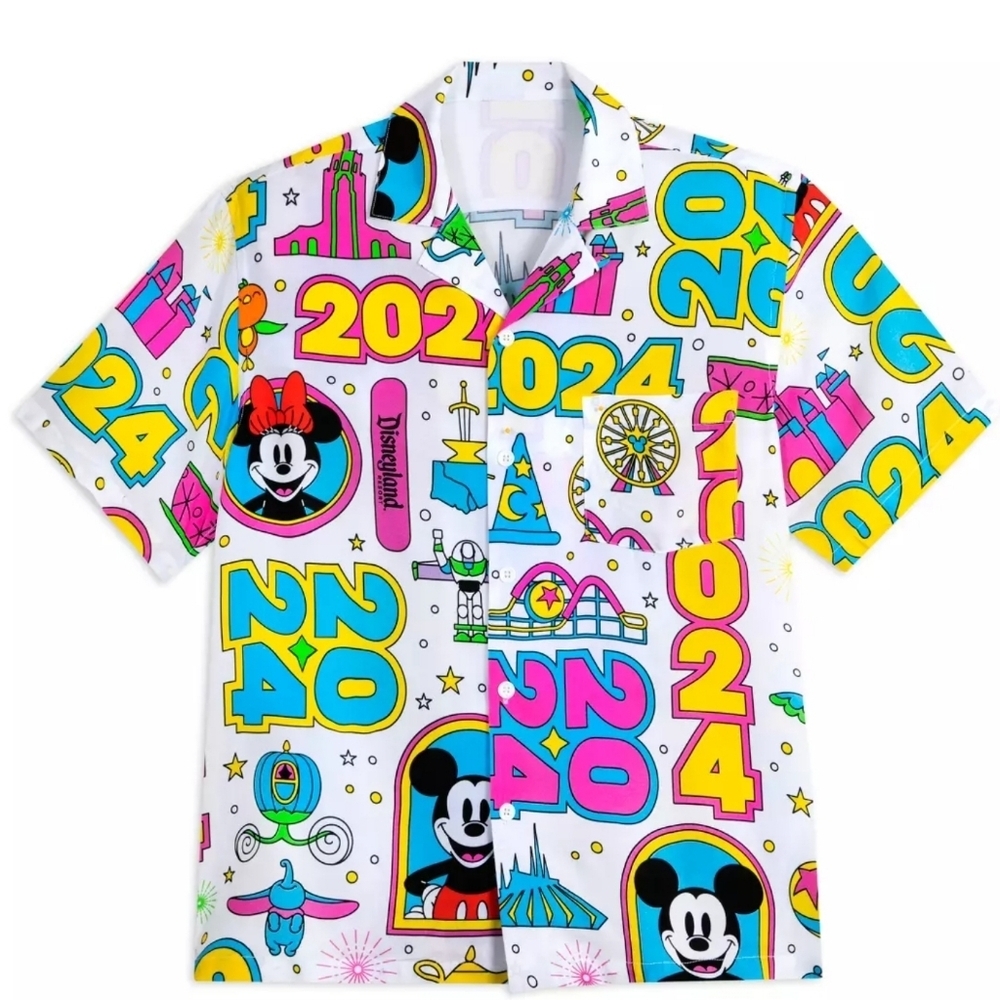 Mickey and Minnie Mouse Woven Shirt for Adults – Disneyland 2024 3XL